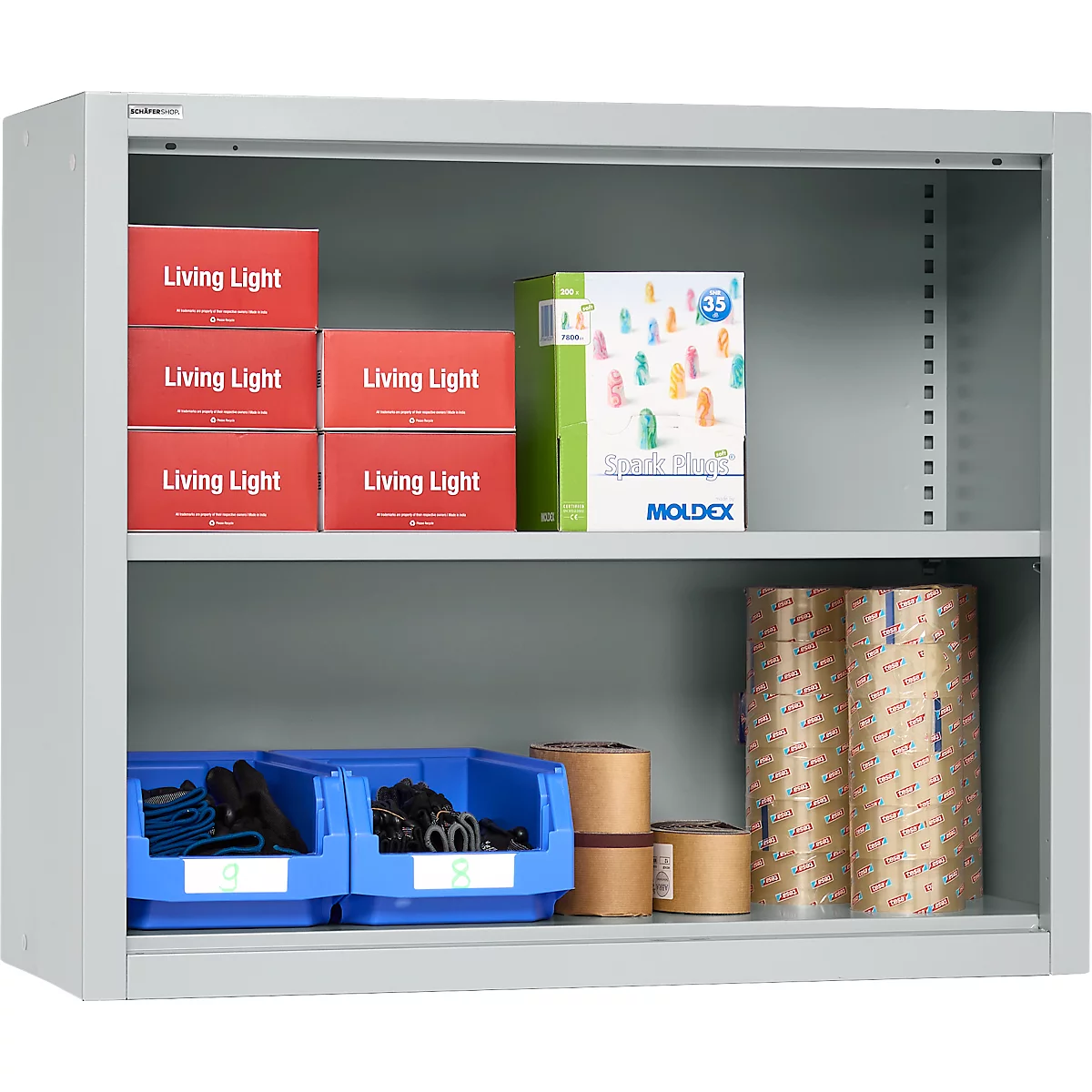 Schäfer Shop Select Aufsatzregal MS, 2 OH, B 950 x T 400 x H 800 mm, Stahlblech, Lichtgrau