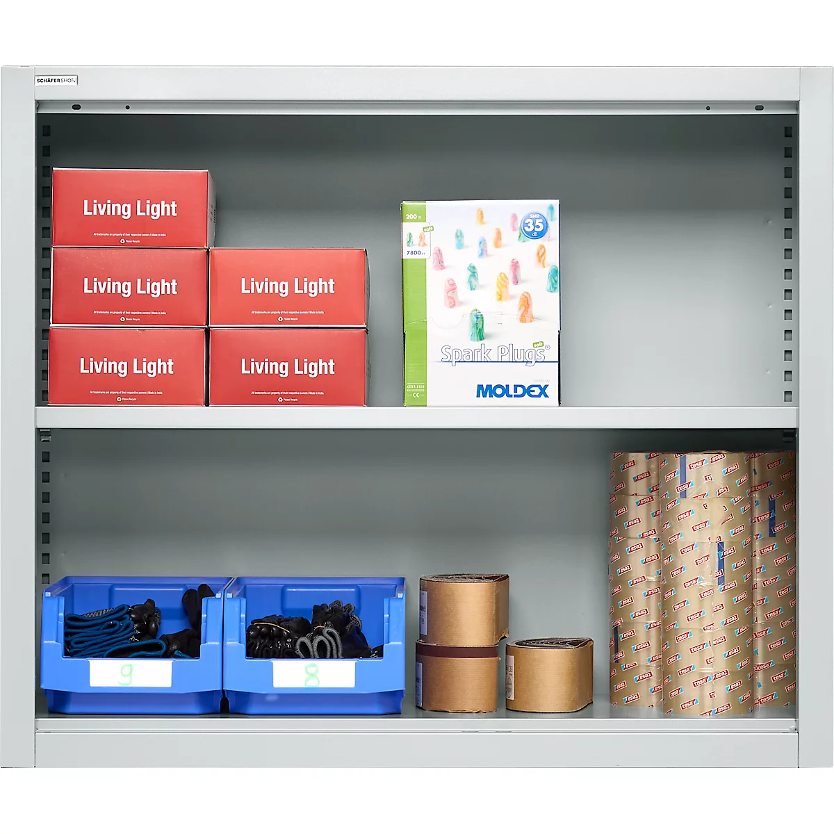Schäfer Shop Select Aufsatzregal MS, 2 OH, B 950 x T 400 x H 800 mm, Stahlblech, Lichtgrau