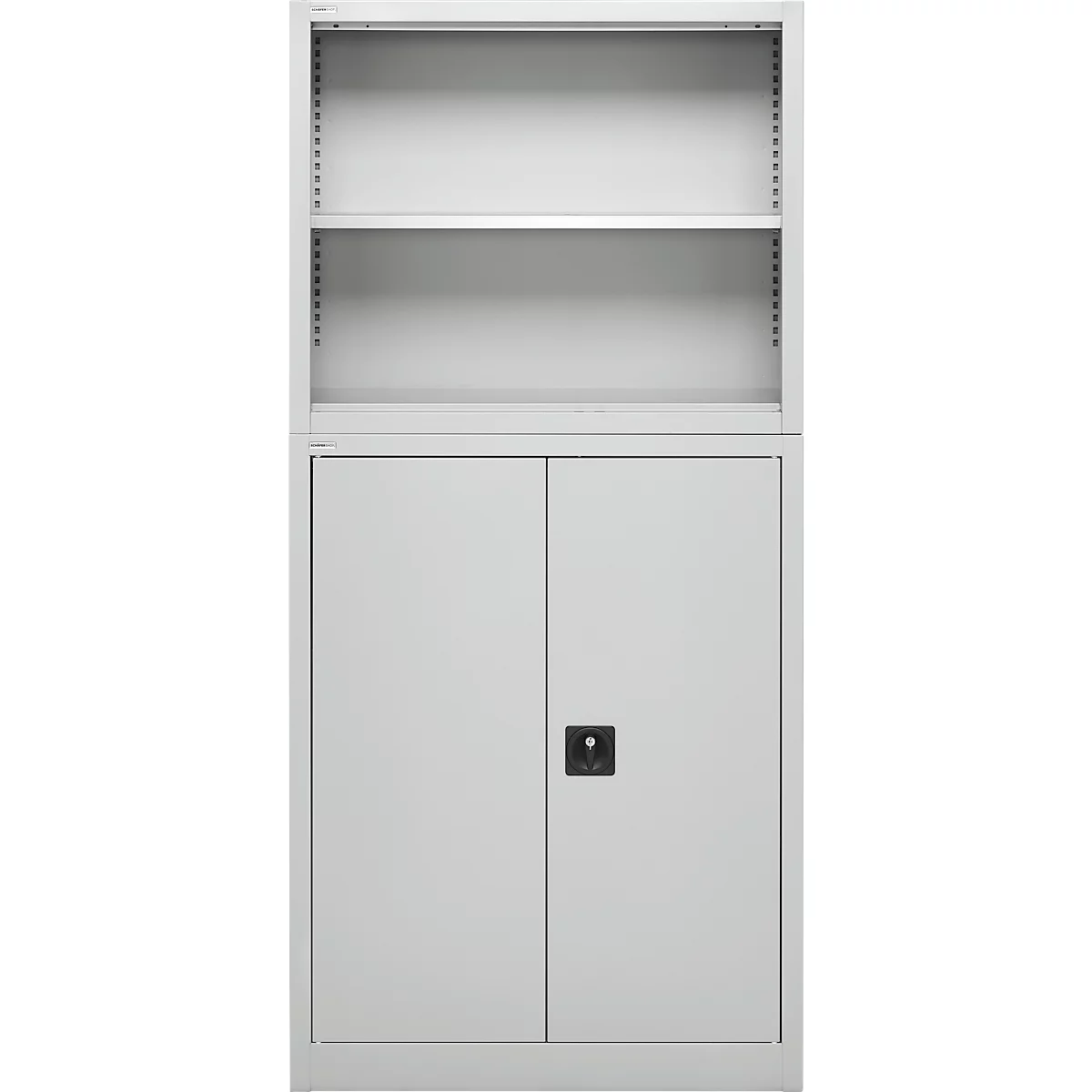 Schäfer Shop Select Aufsatzregal MS, 2 OH, B 950 x T 400 x H 800 mm, Stahlblech, Lichtgrau