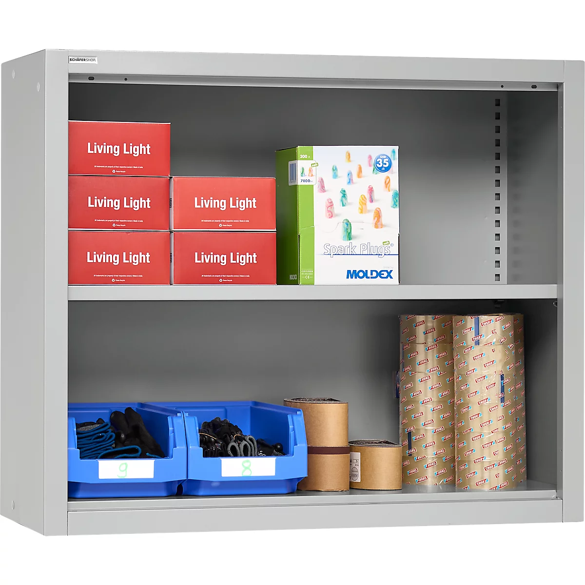 Schäfer Shop Select Aufsatzregal MS, 2 OH, B 950 x T 400 x H 800 mm, Stahlblech, Lichtgrau