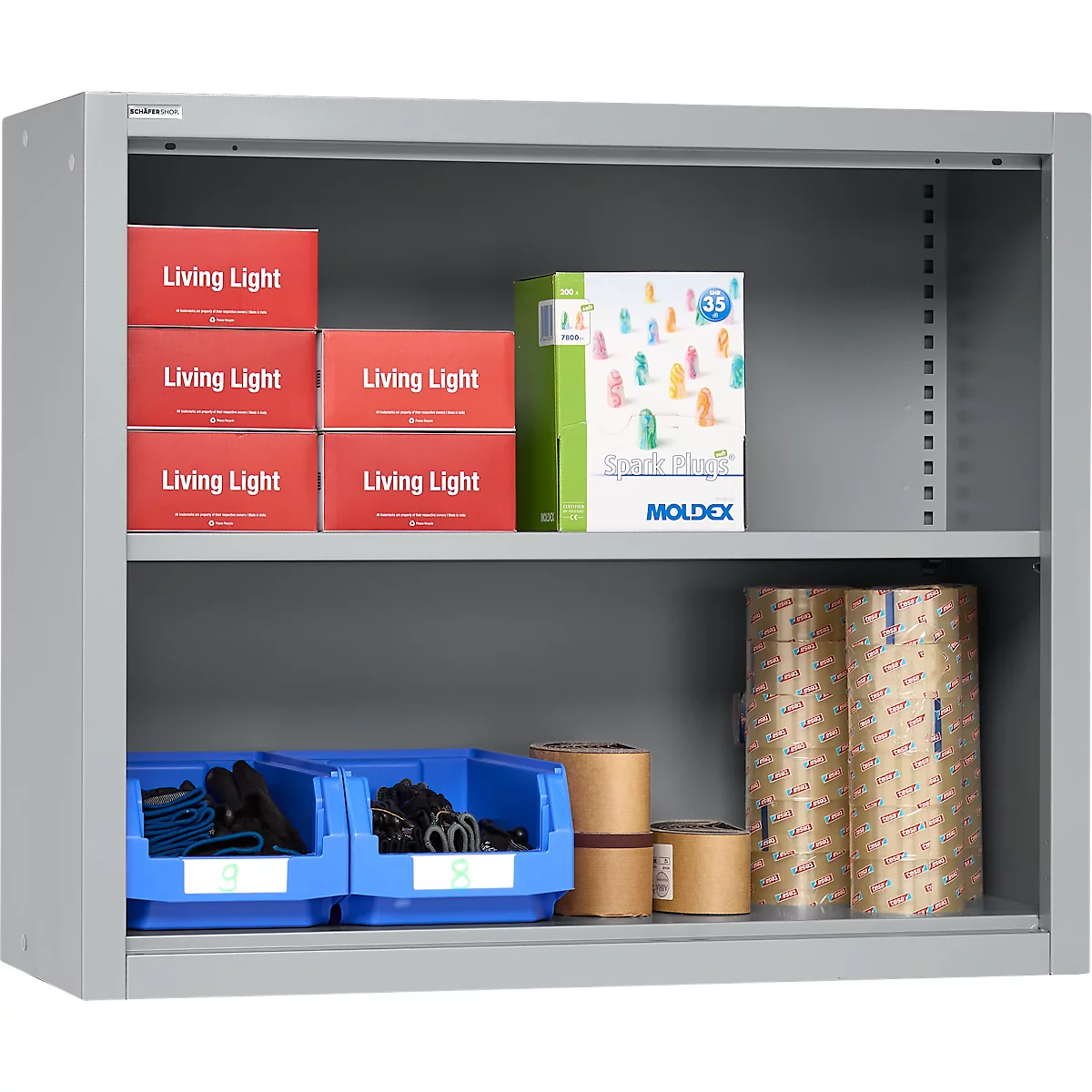 Schäfer Shop Select Aufsatzregal MS, 2 OH, B 950 x T 400 x H 800 mm, Stahlblech, Weißaluminium