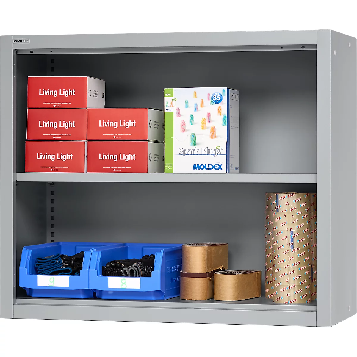 Schäfer Shop Select Aufsatzregal MS, 2 OH, B 950 x T 400 x H 800 mm, Stahlblech, Weißaluminium