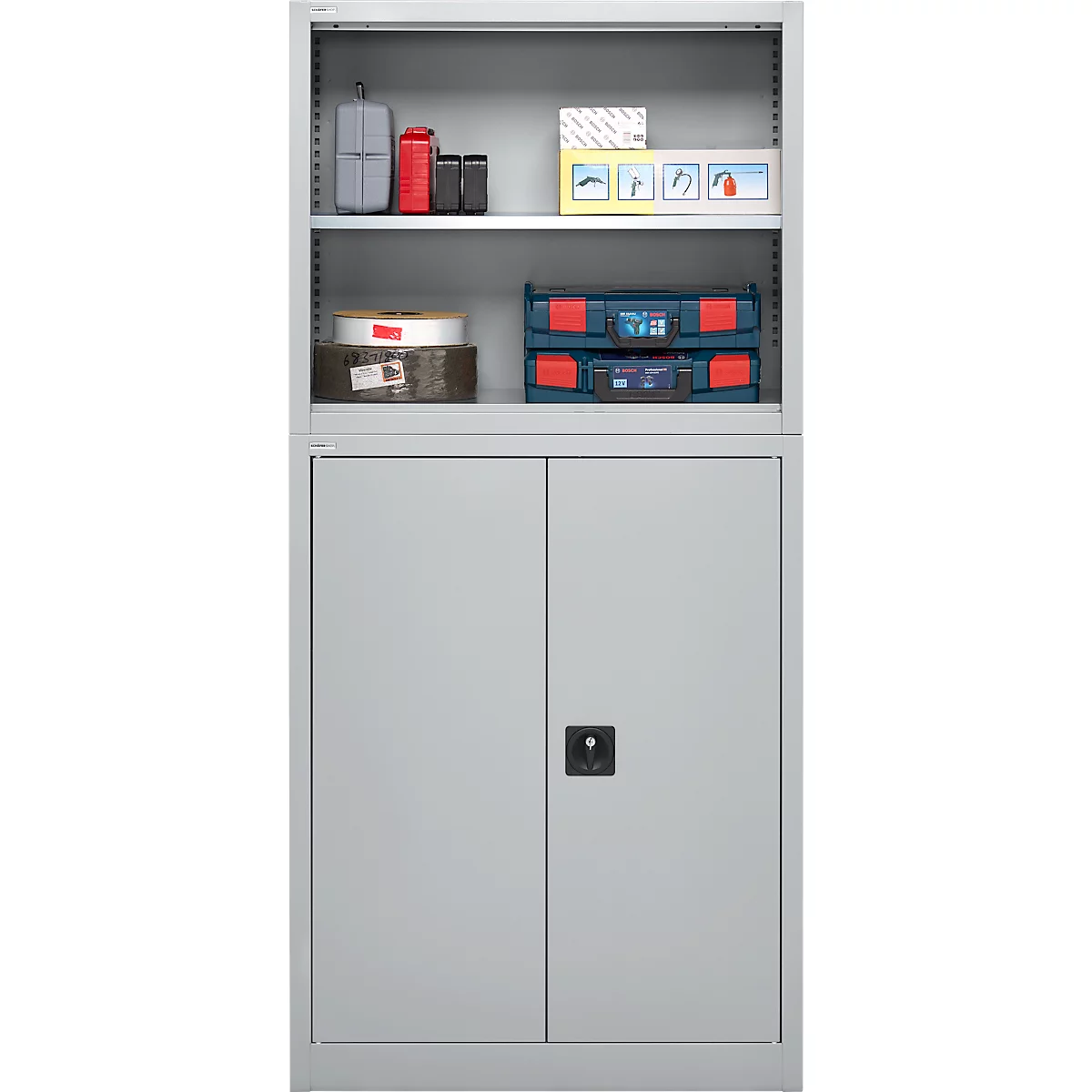 Schäfer Shop Select Aufsatzregal MS, 2 OH, B 950 x T 400 x H 800 mm, Stahlblech, Weißaluminium