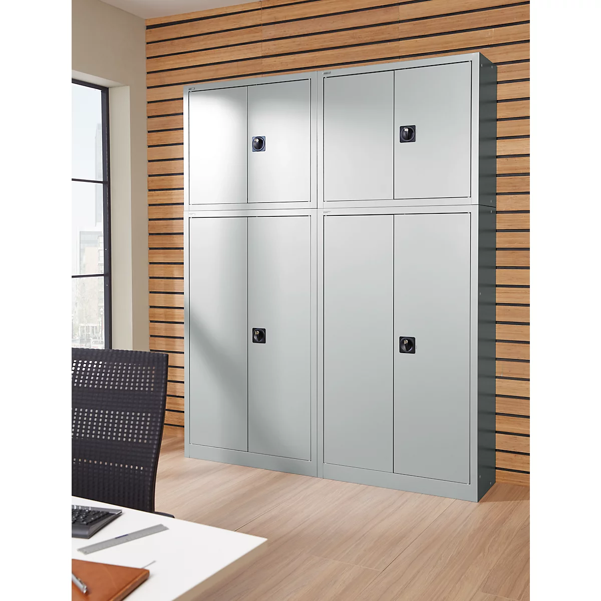 Schäfer Shop Select Aufsatzschrank, abschließbar, Höhe 800 mm, Breite 950 mm, lichtgrau RAL 7035