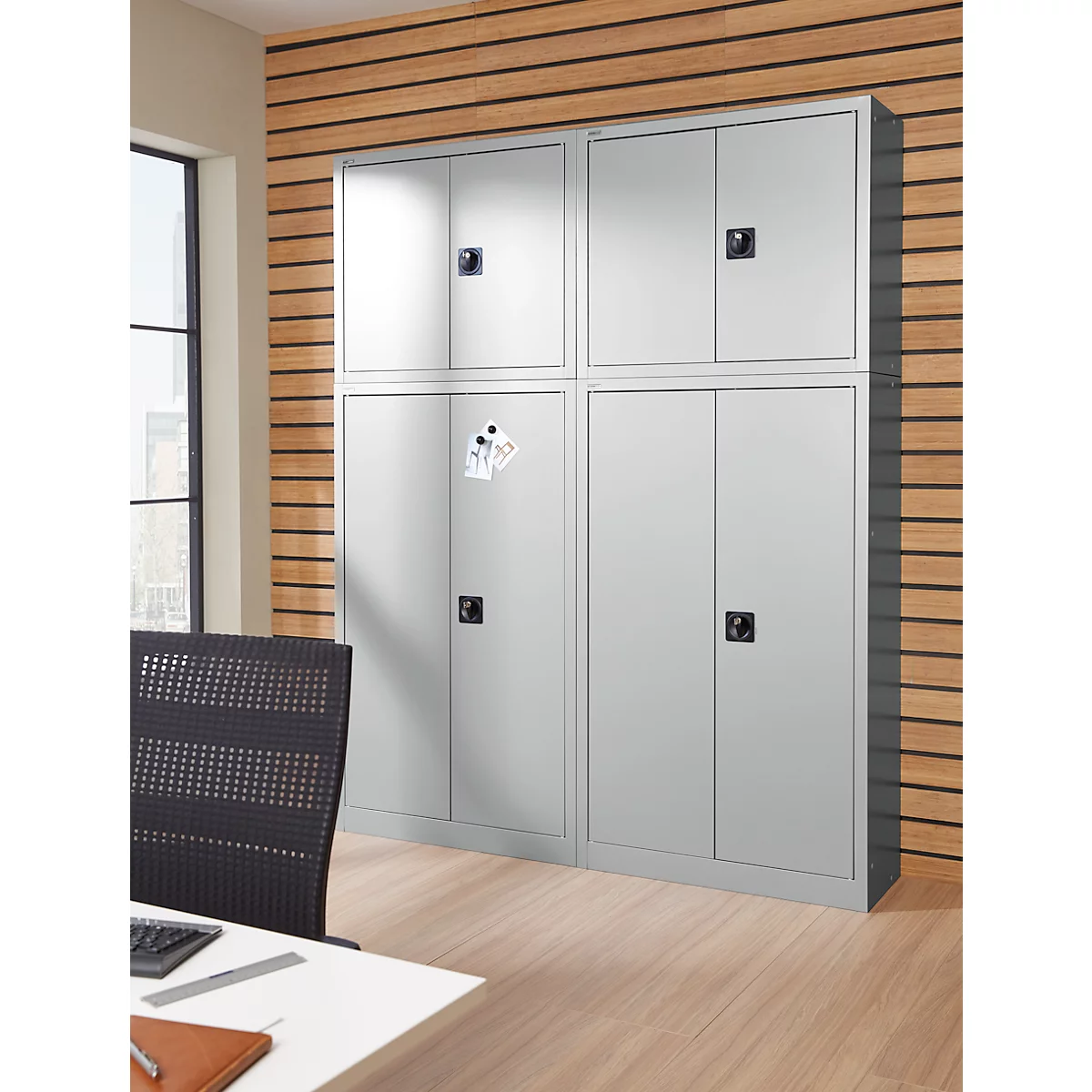 Schäfer Shop Select Aufsatzschrank, abschließbar, Höhe 800 mm, Breite 950 mm, weißaluminium RAL 9006