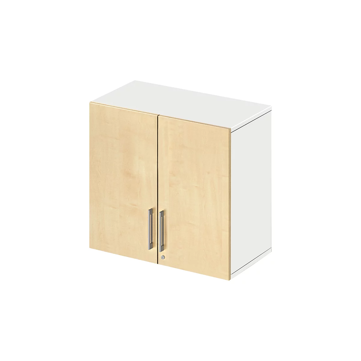 Schäfer Shop Select Aufsatzschrank LOGIN, 2 Ordnerhöhen, Griffe unten, B 800 x T 420 x H 726 mm, weiß/Ahorn Dekor