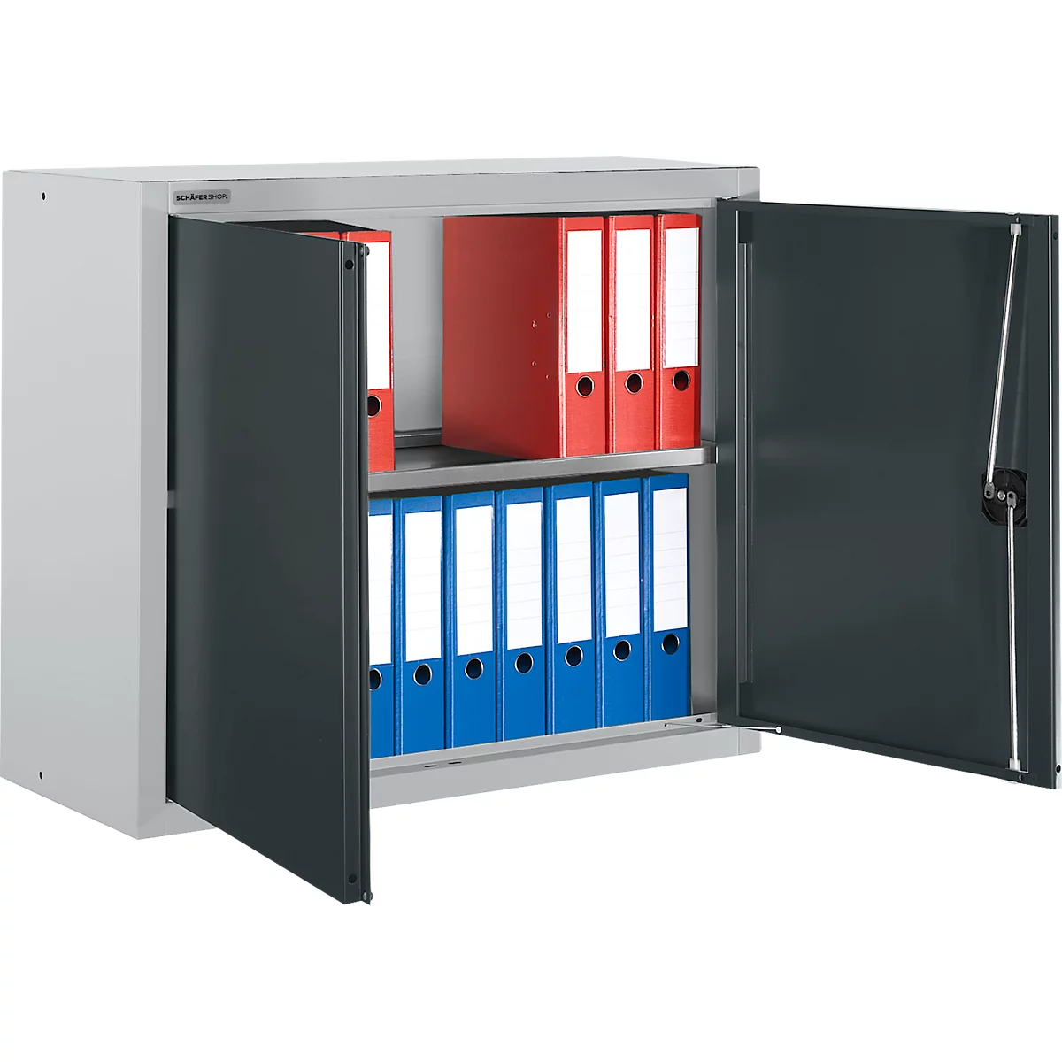 Schäfer Shop Select Aufsatzschrank MS 8409i, B 950 x T 400 x H 800 mm, 1 Boden, Stahl, weißaluminium RAL 9006/anthrazitgrau RAL 7016