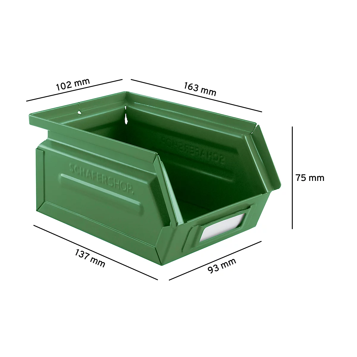 Schäfer Shop Select Bac à bec, 0,9 l, 2,5 kg, L 163 x l 102 x H 75 mm, acier, RAL 6011 (vert résada)