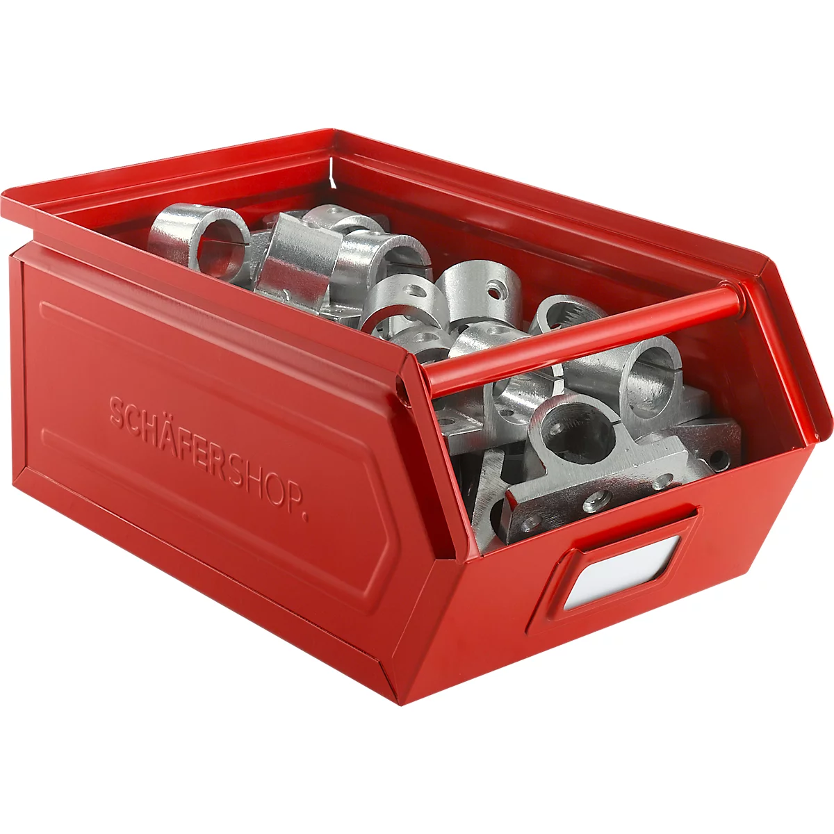 Schäfer Shop Select Bac à bec avec barre de support, acier, L 358 x l 211 x H 145 mm, 8,5 l, 60 kg, RAL 3000 (rouge feu)