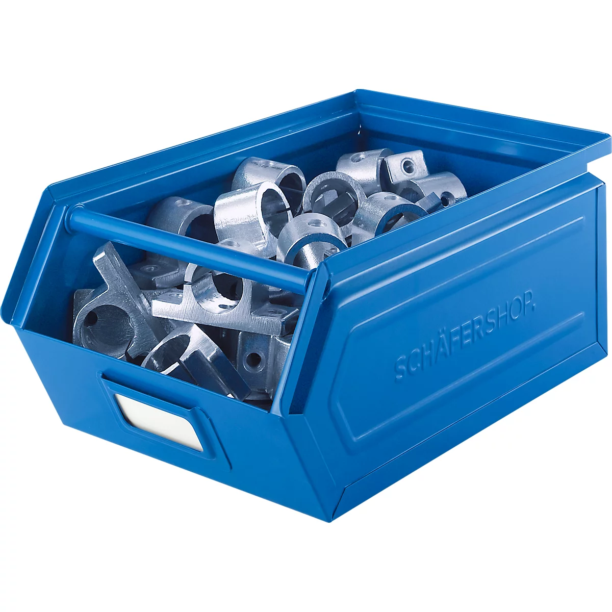 Schäfer Shop Select Bac à bec avec barre de support, acier, L 359 x l 211 x H 145 mm, 8,5 l, 60 kg, RAL 5015 (bleu ciel)