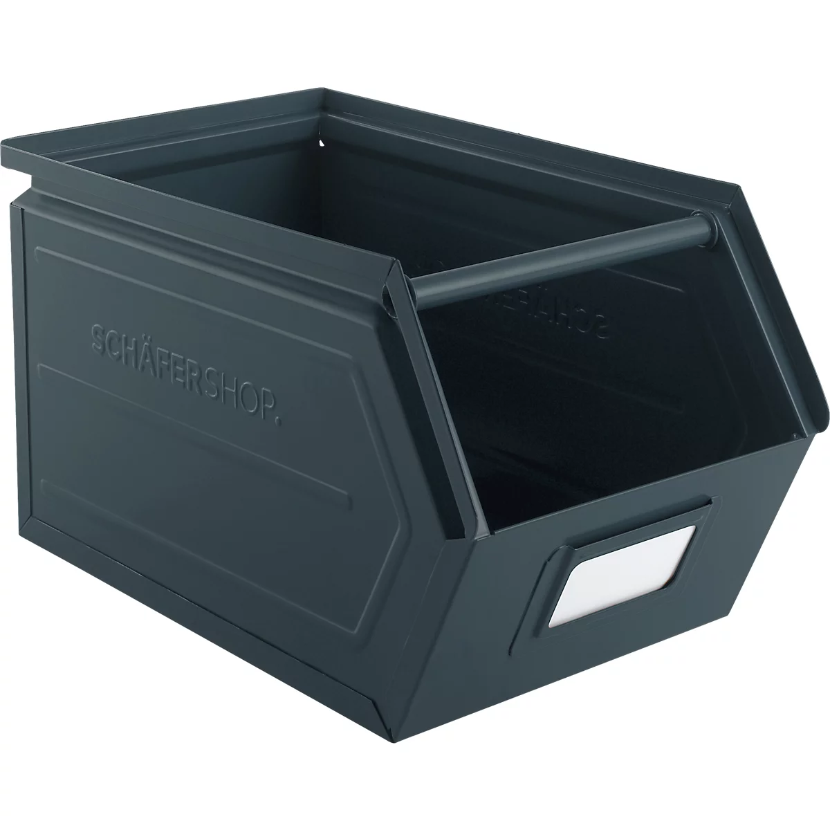 Schäfer Shop Select Bac à bec, avec barre de support, L 377 x l 211 x H 201 mm, 11,5 l, 60 kg, acier, RAL 5008 (bleu gris)