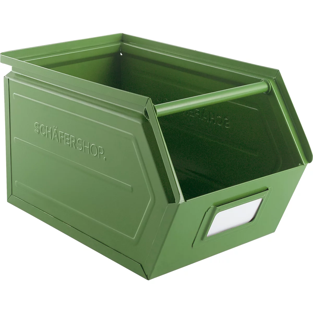 Schäfer Shop Select Bac à bec, avec barre de support, L 377 x l 211 x H 201 mm, 11,5 l, 60 kg, acier, RAL 6011 (vert résada)