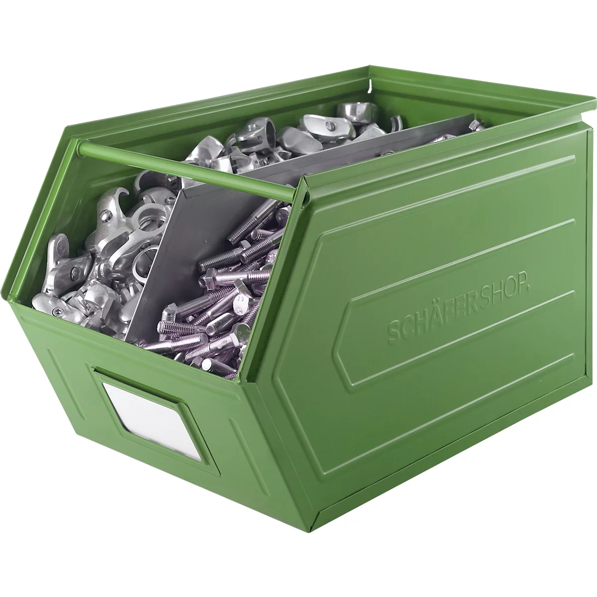 Schäfer Shop Select Bac à bec, avec barre de support, L 550 x l 307 x H 298 mm, 40 l, 150 kg, acier, RAL 6011 (vert résada)