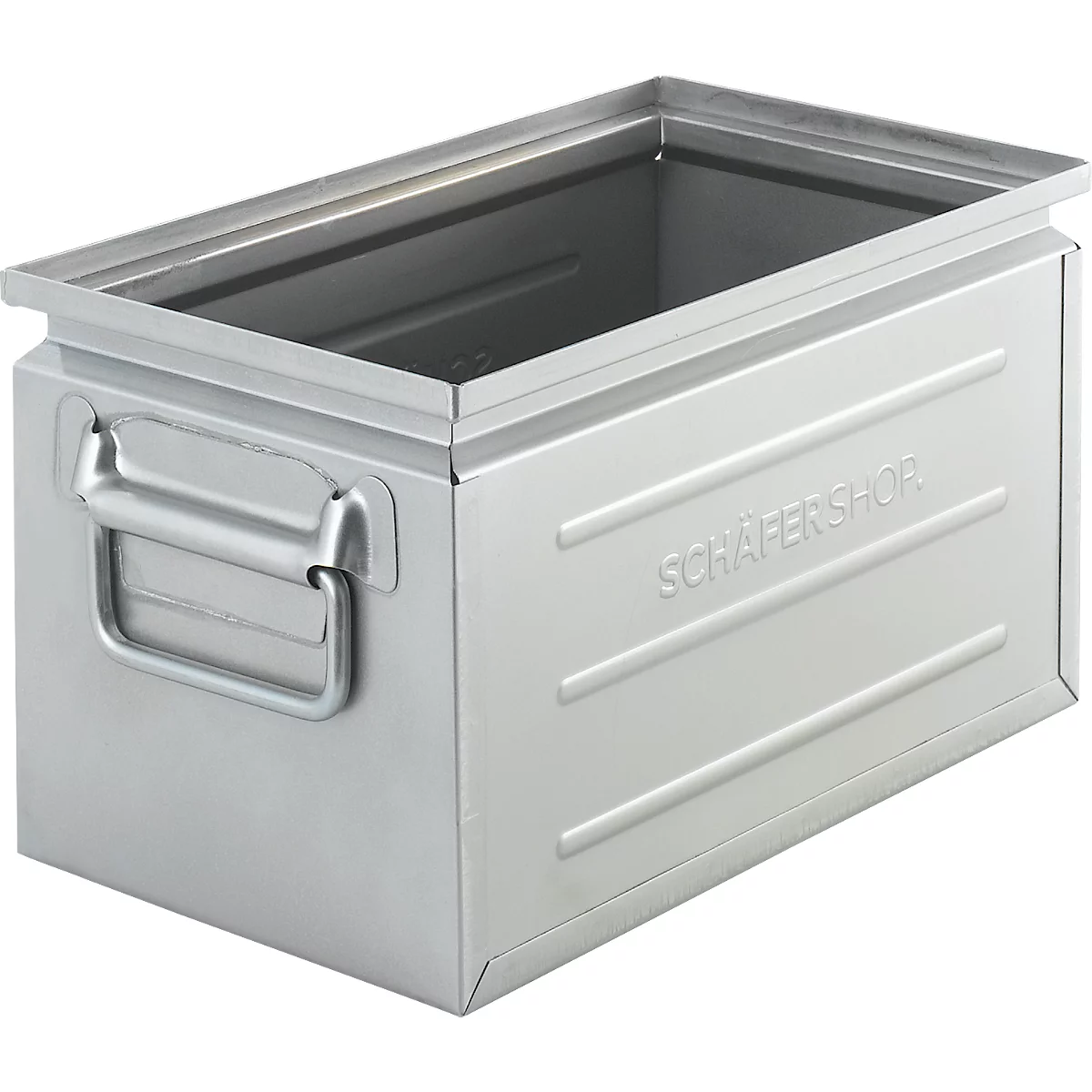 Schäfer Shop Select Bac gerbable, volume 13,4 l, 80 kg, poignées pliantes, L 379 x l 207 x H 200 mm, tôle d'acier, électro-galvanisé