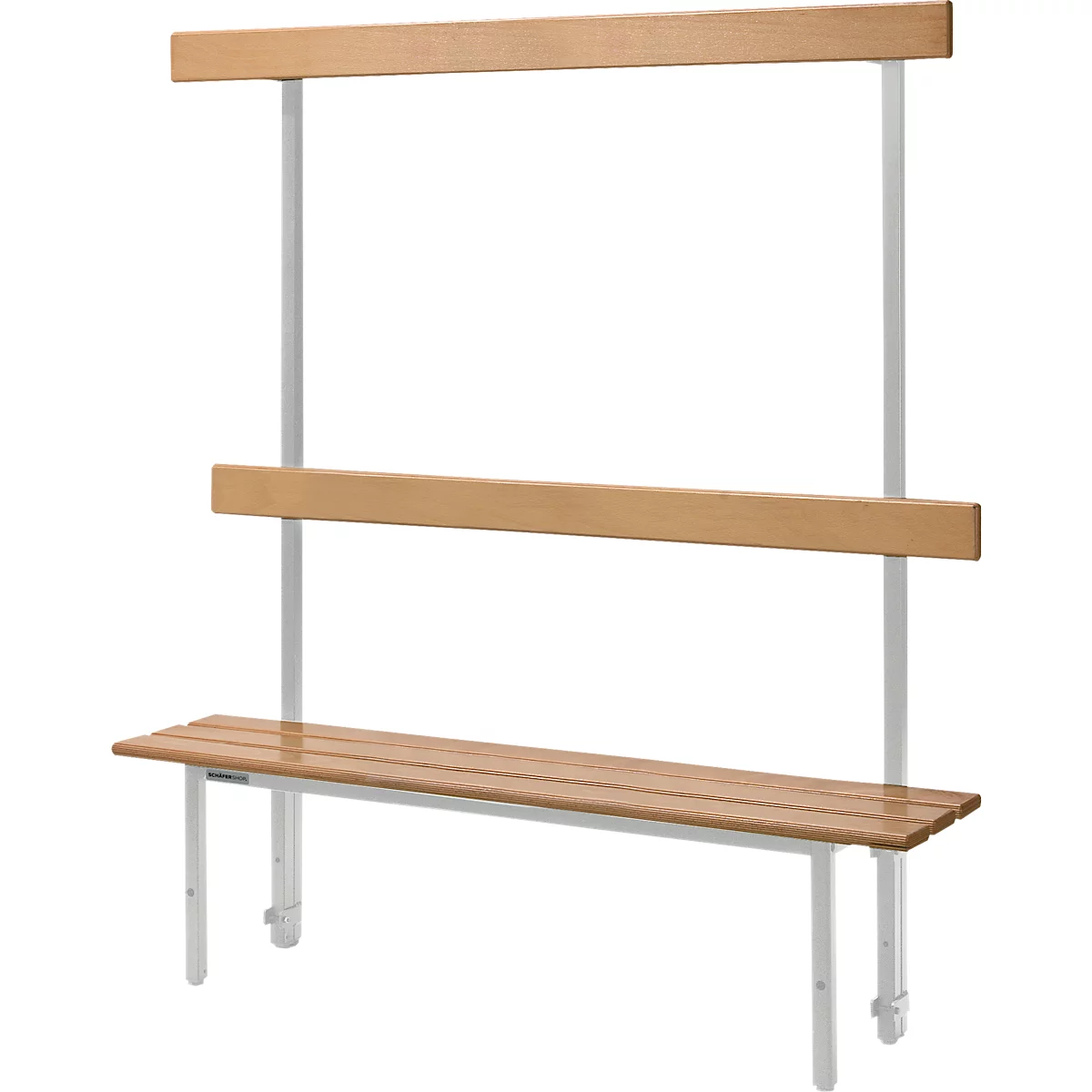 Schäfer Shop Select banc, pour vestiaires, avec panneau arrière, 5 crochets doubles L 995 x P 310 x H 415 mm, gris clair 