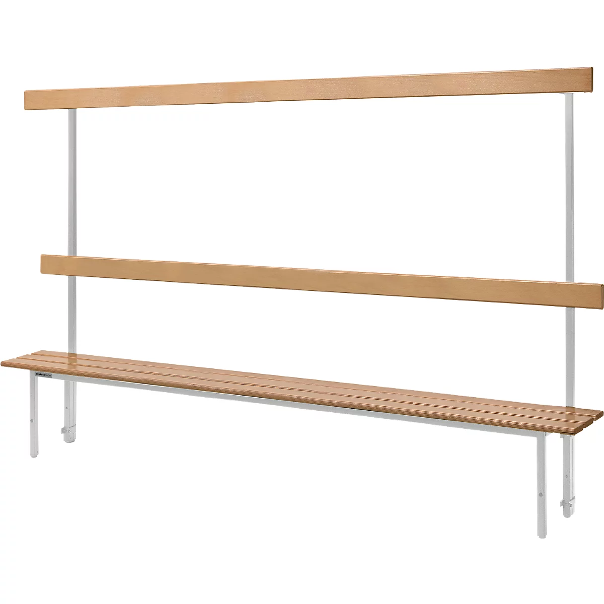 Schäfer Shop Select bank, voor kleedkamers, met achterwand, 10 dubbele haken, B 1995 x D 310 x H 415 mm, lichtgrijs 
