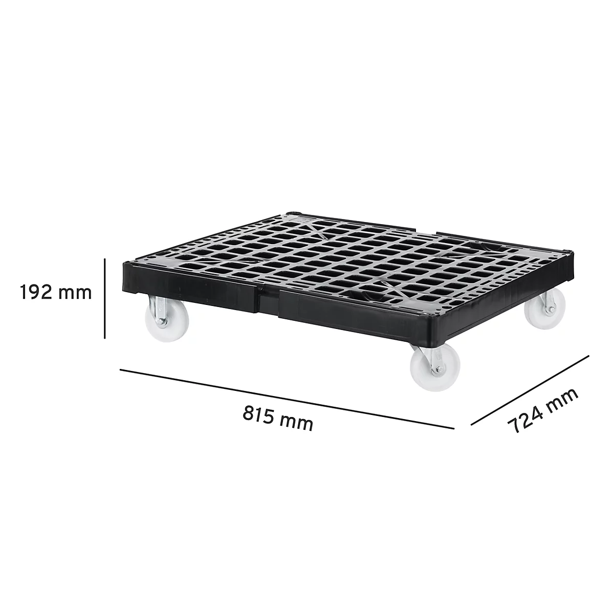 Schäfer Shop Select BASICline transportwagen, tot 500 kg, zonder duwbeugel, L 815 x B 724 x H 192 mm, gerecycled HDPE, zwart