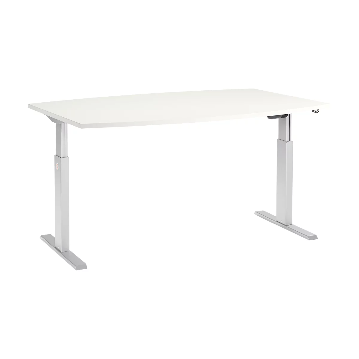 Schäfer Shop Select Besprechungstisch ERGO-T, elektrisch höhenverstellbar, Boot, T-Fuß, B 2000 x T 1000 x H 725-1185 mm, weiß/weißaluminium