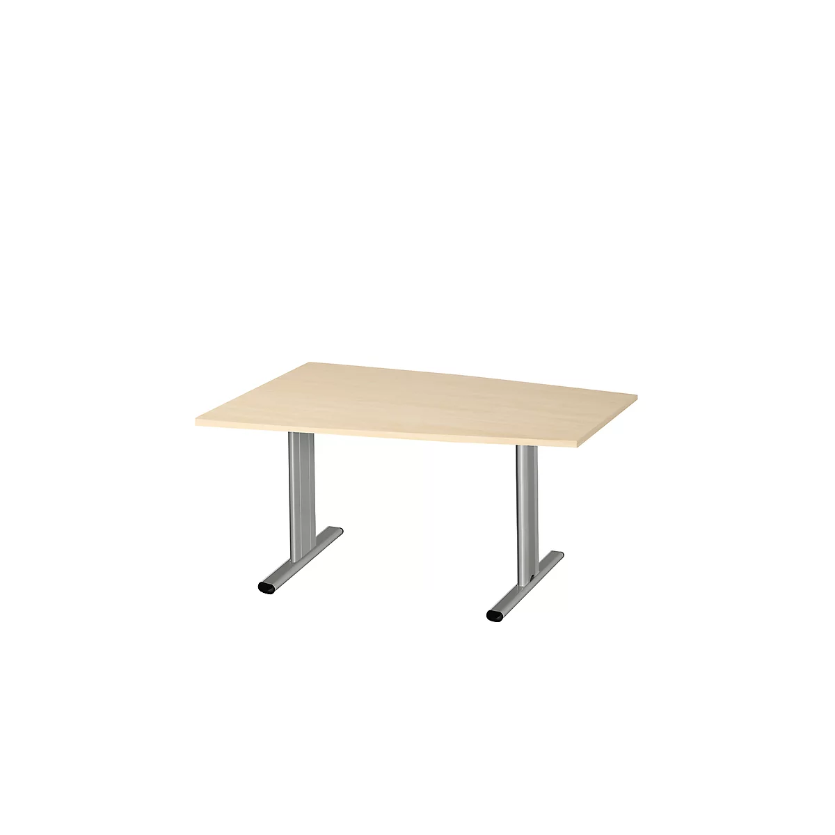 Schäfer Shop Select Besprechungstisch MODENA Basic, Tonne, T-Fuß, B 1400 x T 1000 x H 717 mm, Ahorn/weißaluminium RAL 9006
