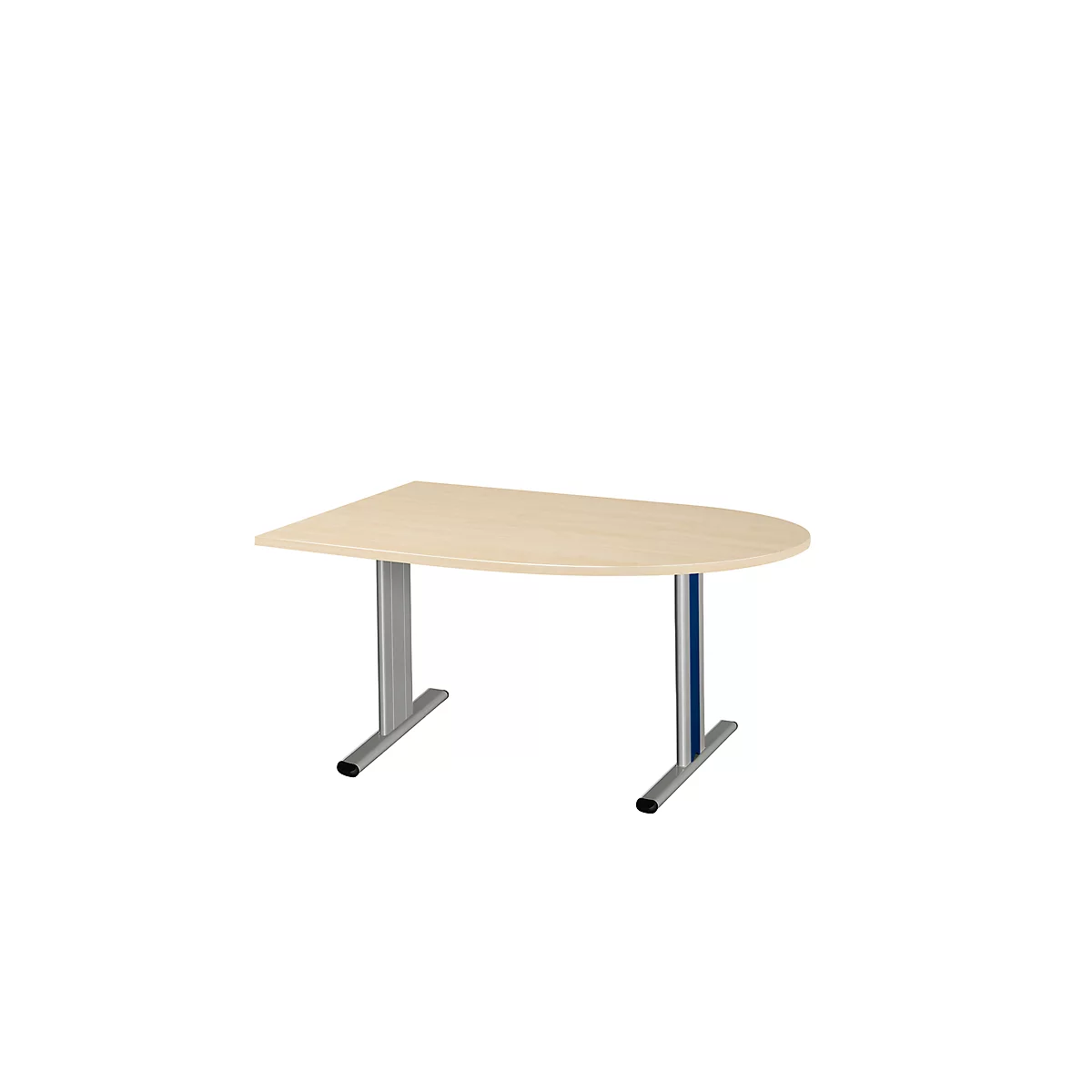 Schäfer Shop Select Besprechungstisch Planova Basic, Halbkreis, T-Fuß, B 1400 x T 1000 x H 717 mm, Ahorn/weißaluminium RAL 9006