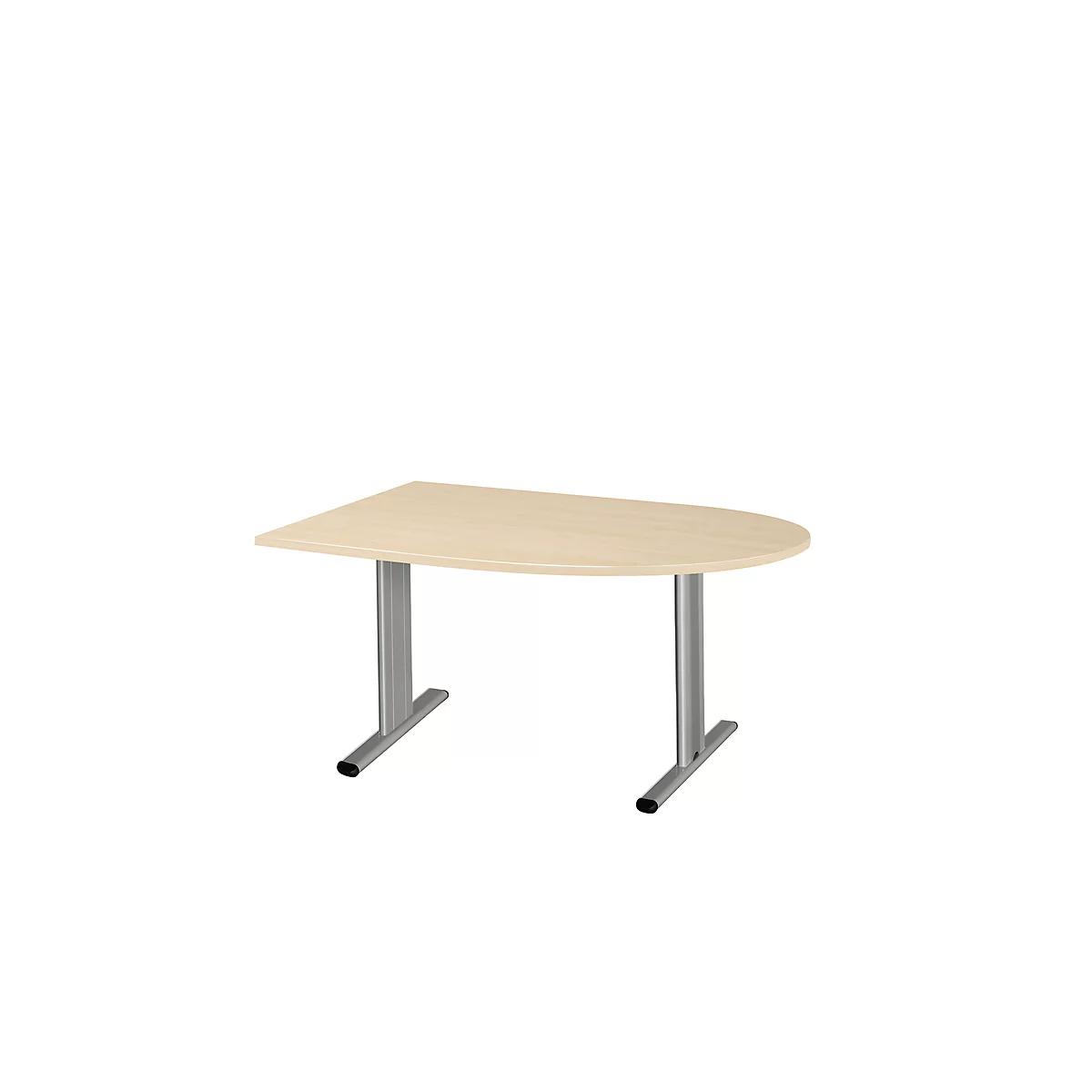 Schäfer Shop Select Besprechungstisch Planova Basic, Halbkreis, T-Fuß, B 1400 x T 1000 x H 717 mm, Ahorn/weißaluminium RAL 9006