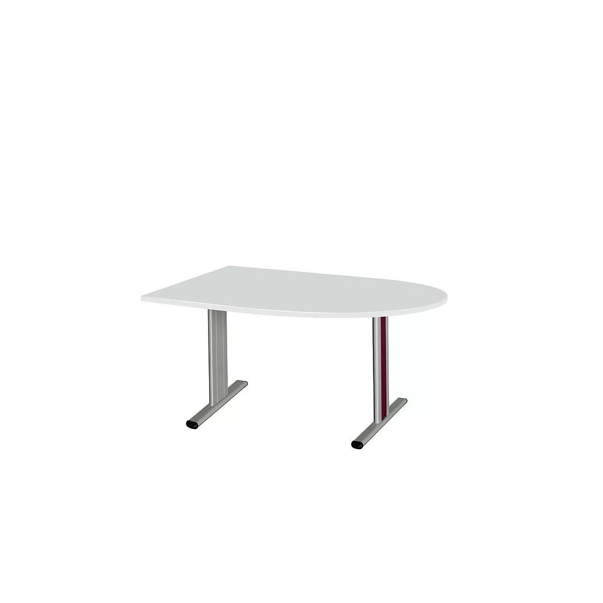 Schäfer Shop Select Besprechungstisch Planova Basic, Halbkreis, T-Fuß, B 1400 x T 1000 x H 717 mm, lichtgrau/weißaluminium RAL 9006 