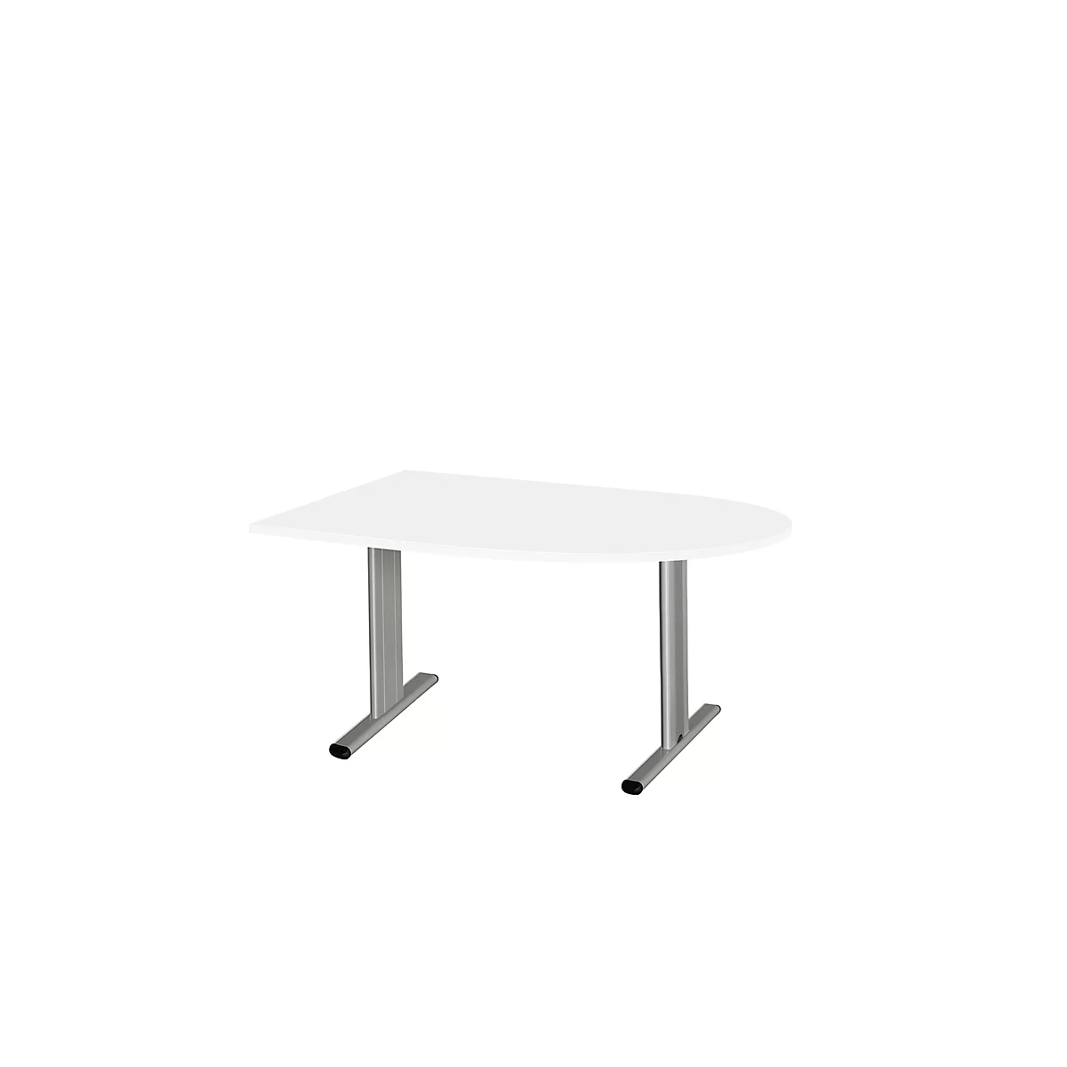 Schäfer Shop Select Besprechungstisch Planova Basic, Halbkreis, T-Fuß, B 1400 x T 1000 x H 717 mm, weiß/weißaluminium RAL 9006 