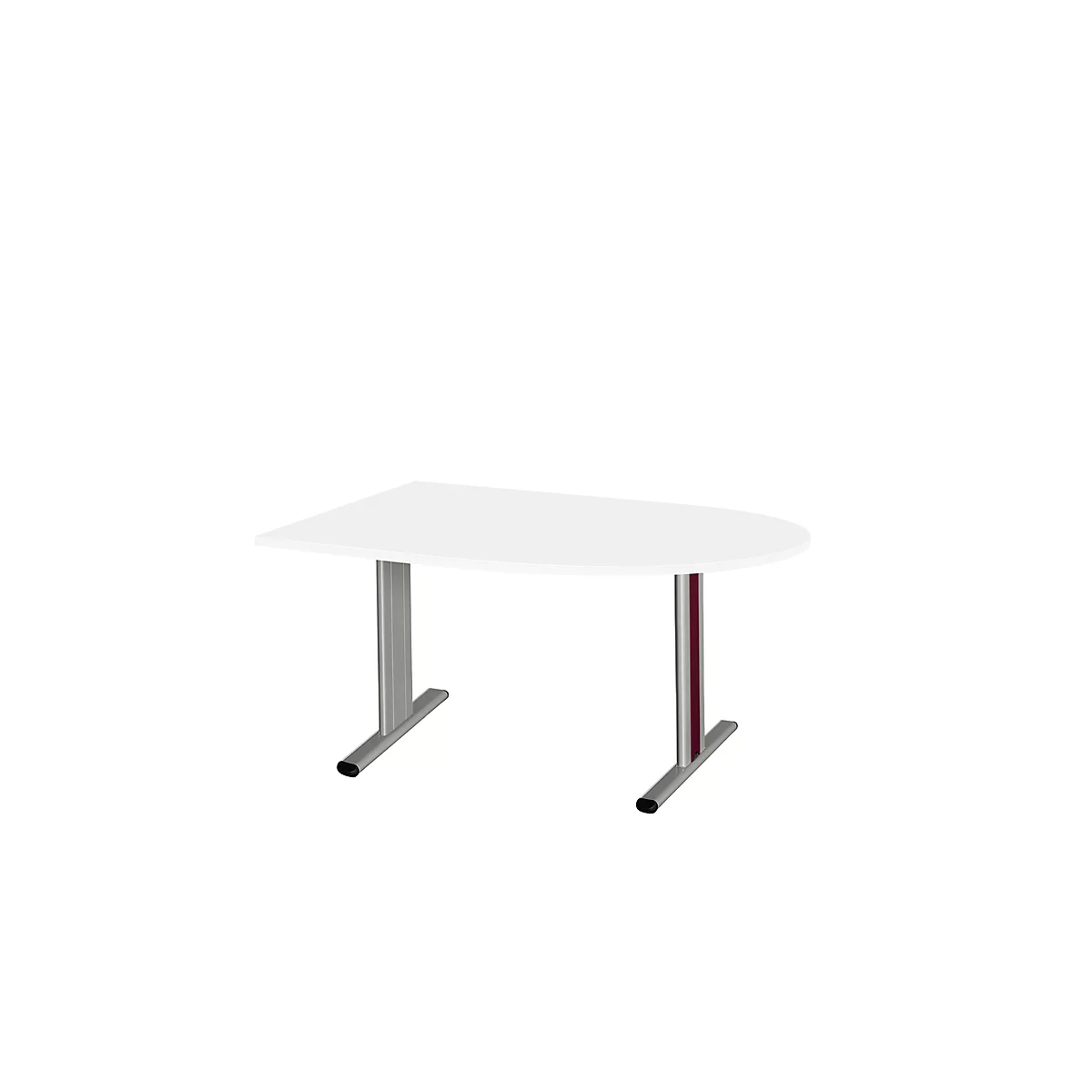 Schäfer Shop Select Besprechungstisch Planova Basic, Halbkreis, T-Fuß, B 1400 x T 1000 x H 717 mm, weiß/weißaluminium RAL 9006
