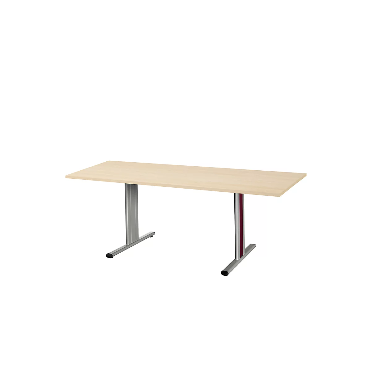 Schäfer Shop Select Besprechungstisch Planova Basic, Rechteck, T-Fuß, B 1800 x T 800 x H 717 mm, Ahorn/weißaluminium RAL 9006