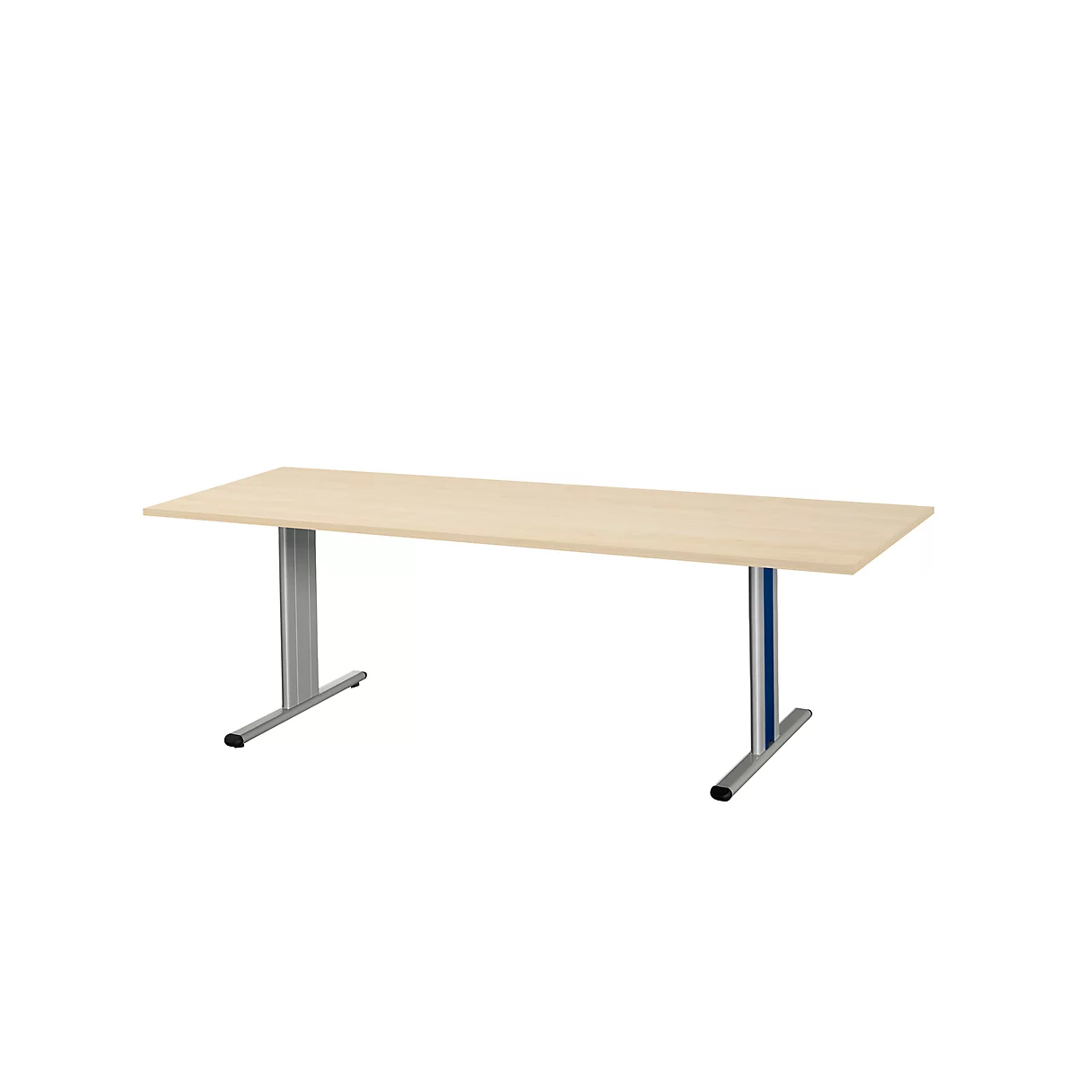 Schäfer Shop Select Besprechungstisch Planova Basic, Rechteck, T-Fuß, B 2000 x T 800 x H 717 mm, Ahorn/weißaluminium RAL 9006