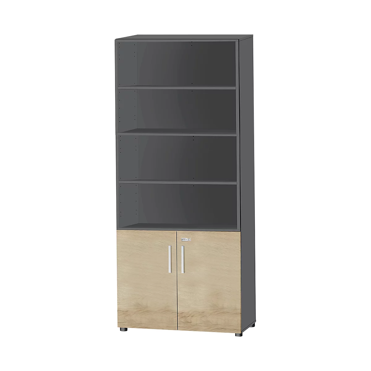 Schäfer Shop Select Bibliothèque combinée SET UP, 6 HC, l. 800 x P 420 x H 2196 mm, graphite/décor chêne 