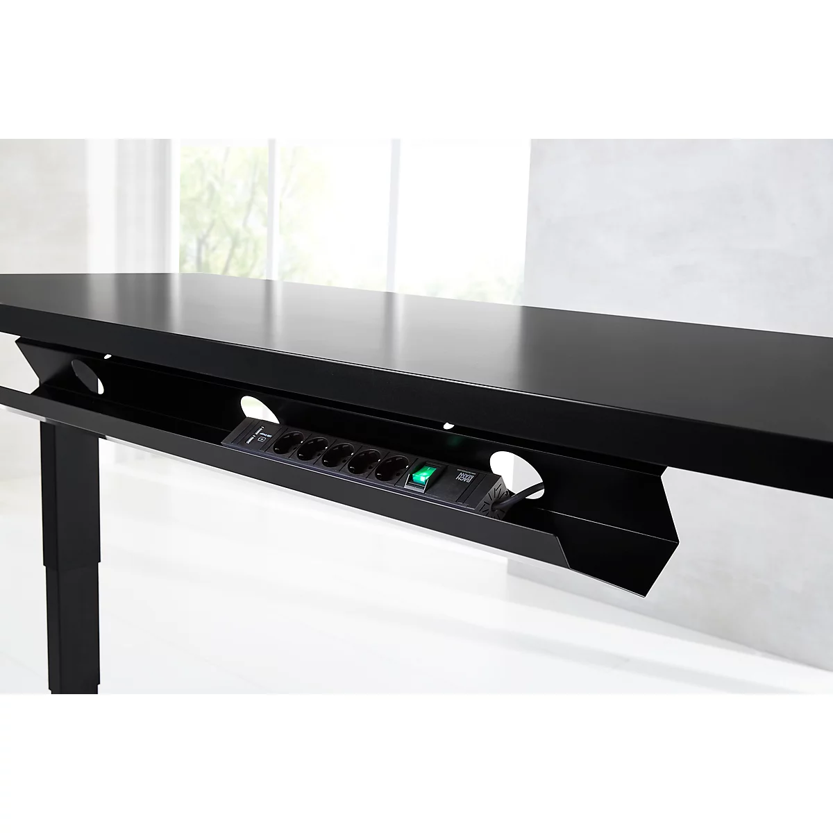 Schäfer Shop Select Bloc multiprise Multi, 5 bornes, pour éléments de bureau à réglage électrique de la hauteur, noir