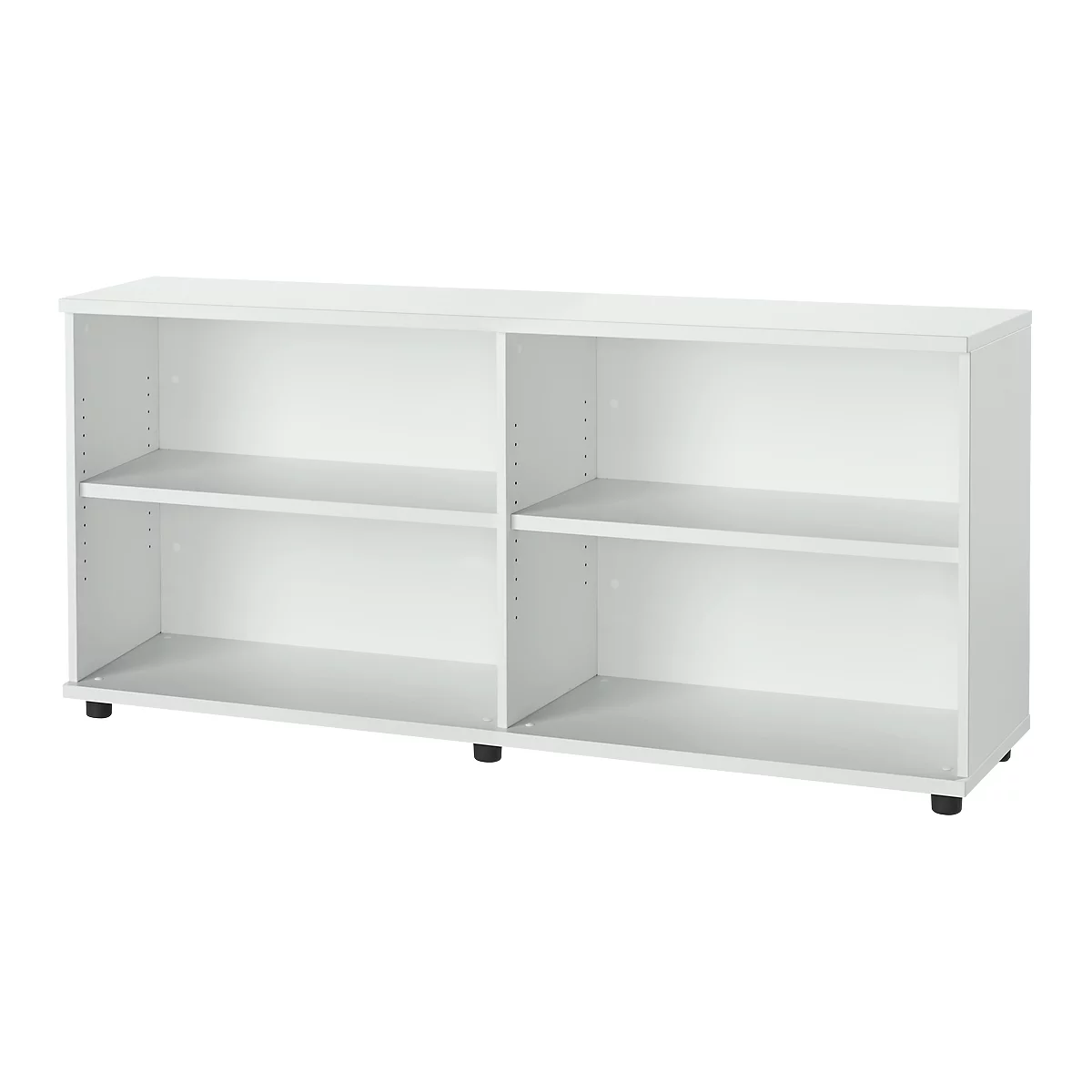 Schäfer Shop Select Boekenkast van hout, 2 legborden, B 1600 mm x D 421 x H 750 mm, lichtgrijs