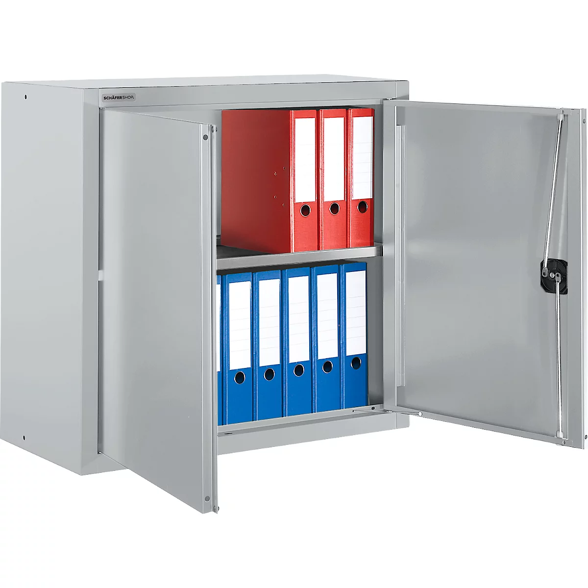 Schäfer Shop Select Bovenkast MS 8408i, B 800 x D 400 x H 800 mm, 1 legbord, staal, alu wit RAL 9006/wit RAL 9006