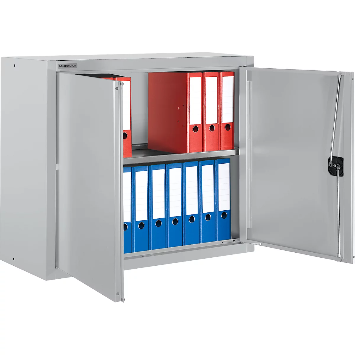Schäfer Shop Select Bovenkast MS 8409i, B 950 x D 400 x H 800 mm, 1 legbord, staal, alu wit RAL 9006/wit RAL 9006