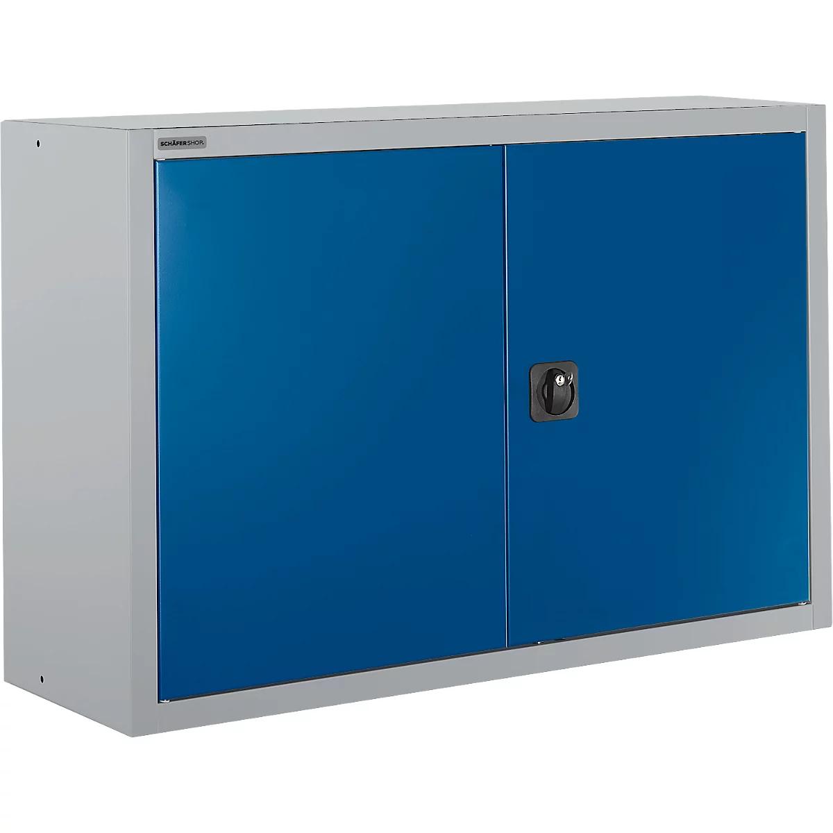 Schäfer Shop Select Bovenkast MS 8412i, B 1200 x D 400 x H 800 mm, 1 legbord, staal, alu wit RAL 9006/enzisch blauw RAL 5010