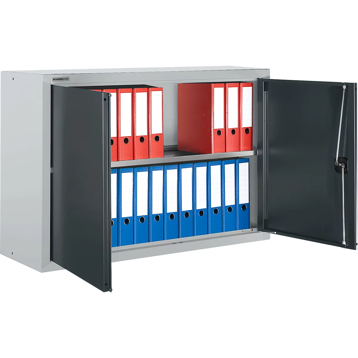 Schäfer Shop Select Bovenkast MS 8412i, B 1200 x D 400 x H 800 mm, 1 legbord, staal, alugrijs wit RAL 9006/antracietgrijs RAL 7016