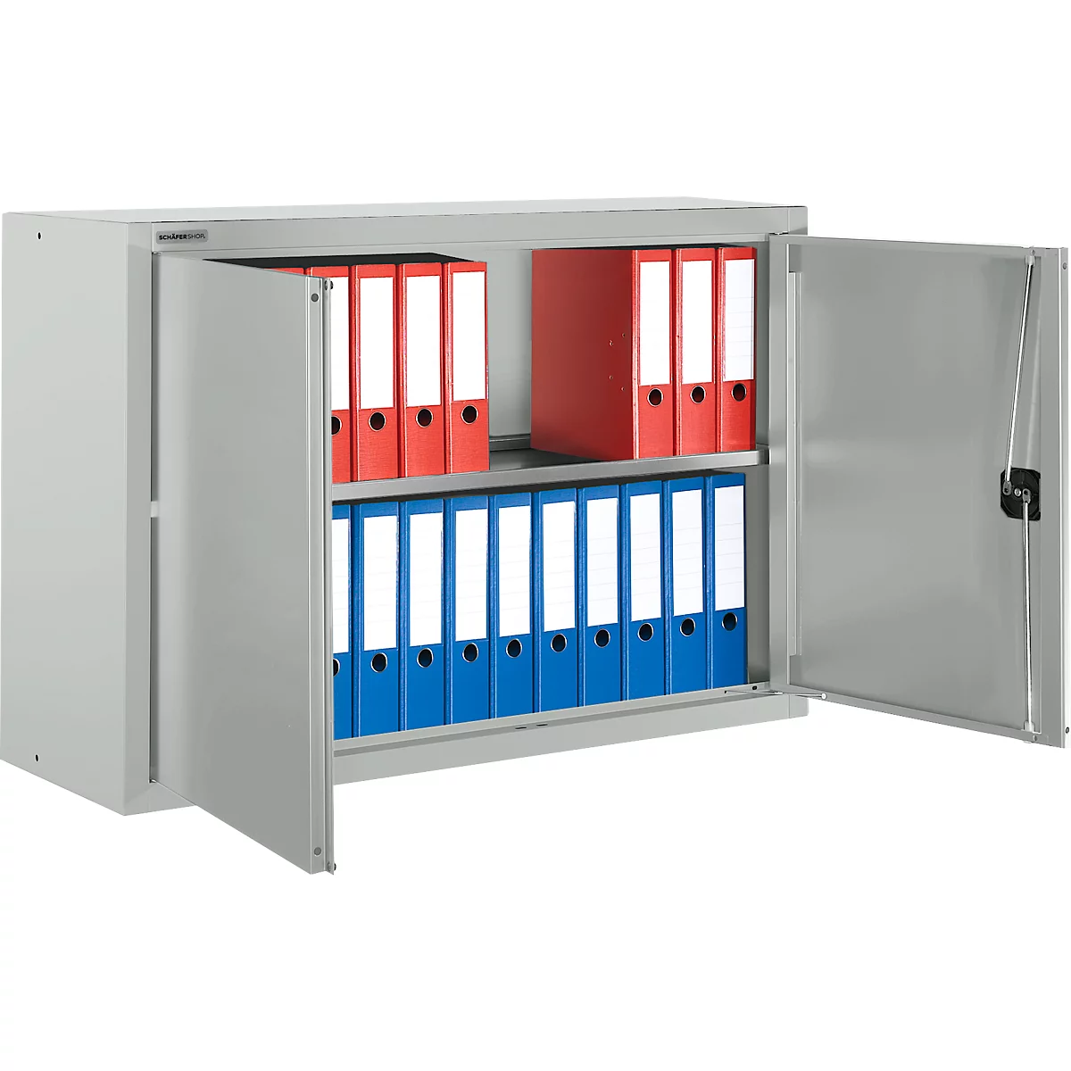 Schäfer Shop Select Bovenkast MS 8412i, B 1200 x D 400 x H 800 mm, 1 legbord, staal, lichtgrijs RAL 7035/lichtgrijs RAL 7035