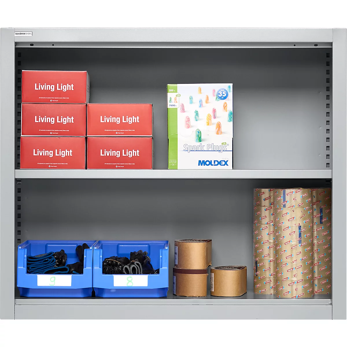 Schäfer Shop Select bovenschap MS, 2 OH, B 950 x D 400 x H 800 mm, plaatstaal, aluminium wit