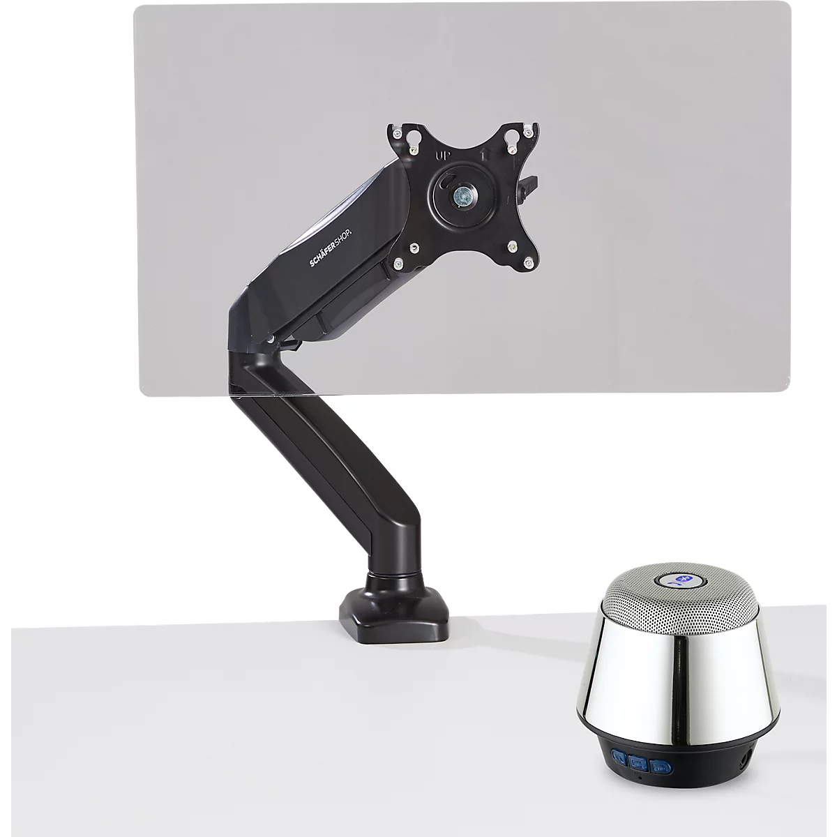 Schäfer Shop Select Bras pour écran MX8-112, pour 1 écran jusqu'à 32 pouces + haut-parleur Bluetooth Chrome