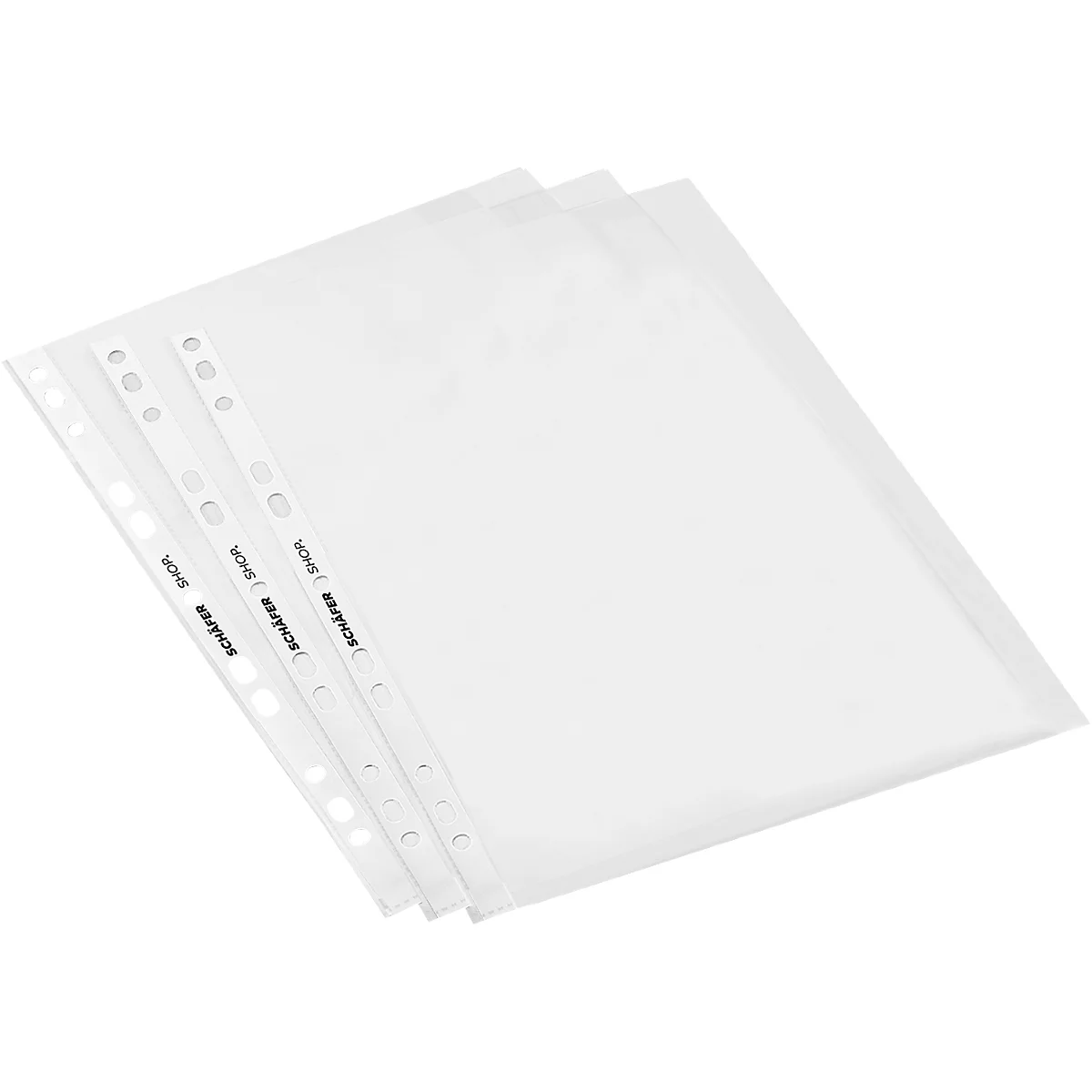 Transparent punched pockets arranged diagonally. Text: "SCHÄFER".
