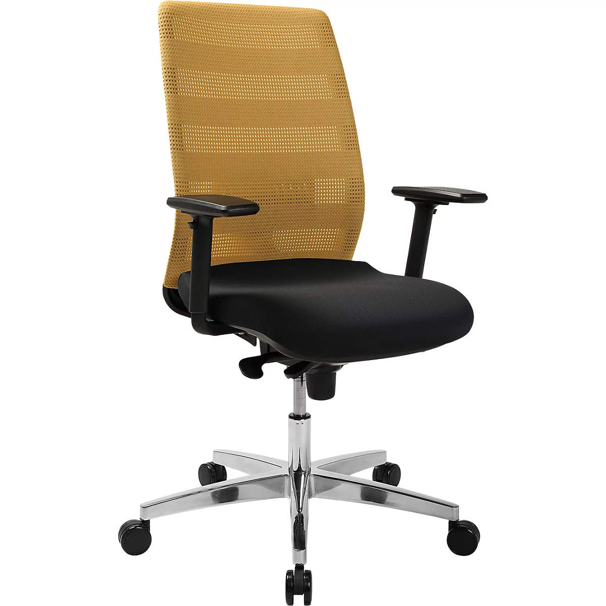 Schäfer Shop Select Bürostuhl SSI Proline Edition 50, mit Armlehnen, Punktsynchronmechanik, Bandscheibensitz, Lordosenstütze, Netzrücken, schwarz/ocker