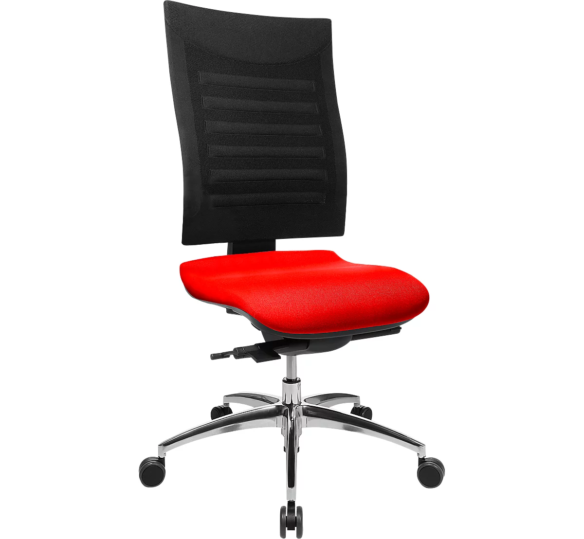 Schäfer Shop Select Bürostuhl SSI Proline S3, ohne Armlehnen, Synchronmechanik, ergonomische Lehne, rot/schwarz