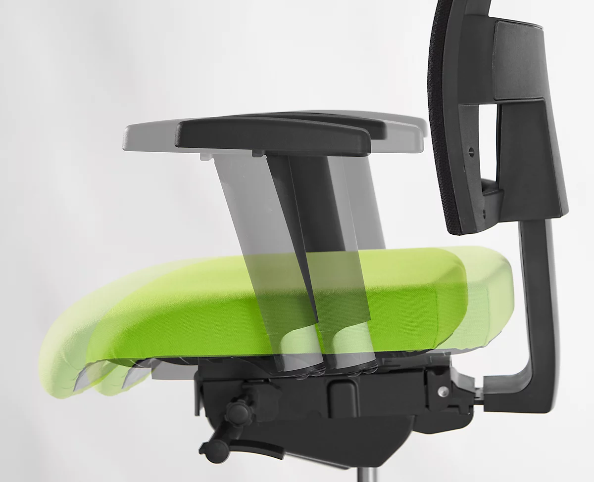 Schäfer Shop Select Bürostuhl SSI PROLINE S3+, Synchronmechanik, ohne Armlehnen, 3D-Netz-Rückenlehne, 3D-Sitzgelenk, apfelgrün/schwarz
