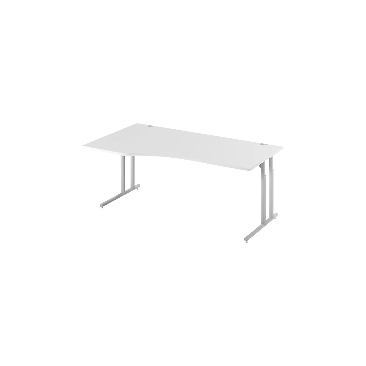 Schäfer Shop Select Bureau COMBITEC, forme libre, approche à gauche, pied en C, L 1800 x P 1000/800 x H 677-817 mm, gris clair/aluminium blanc