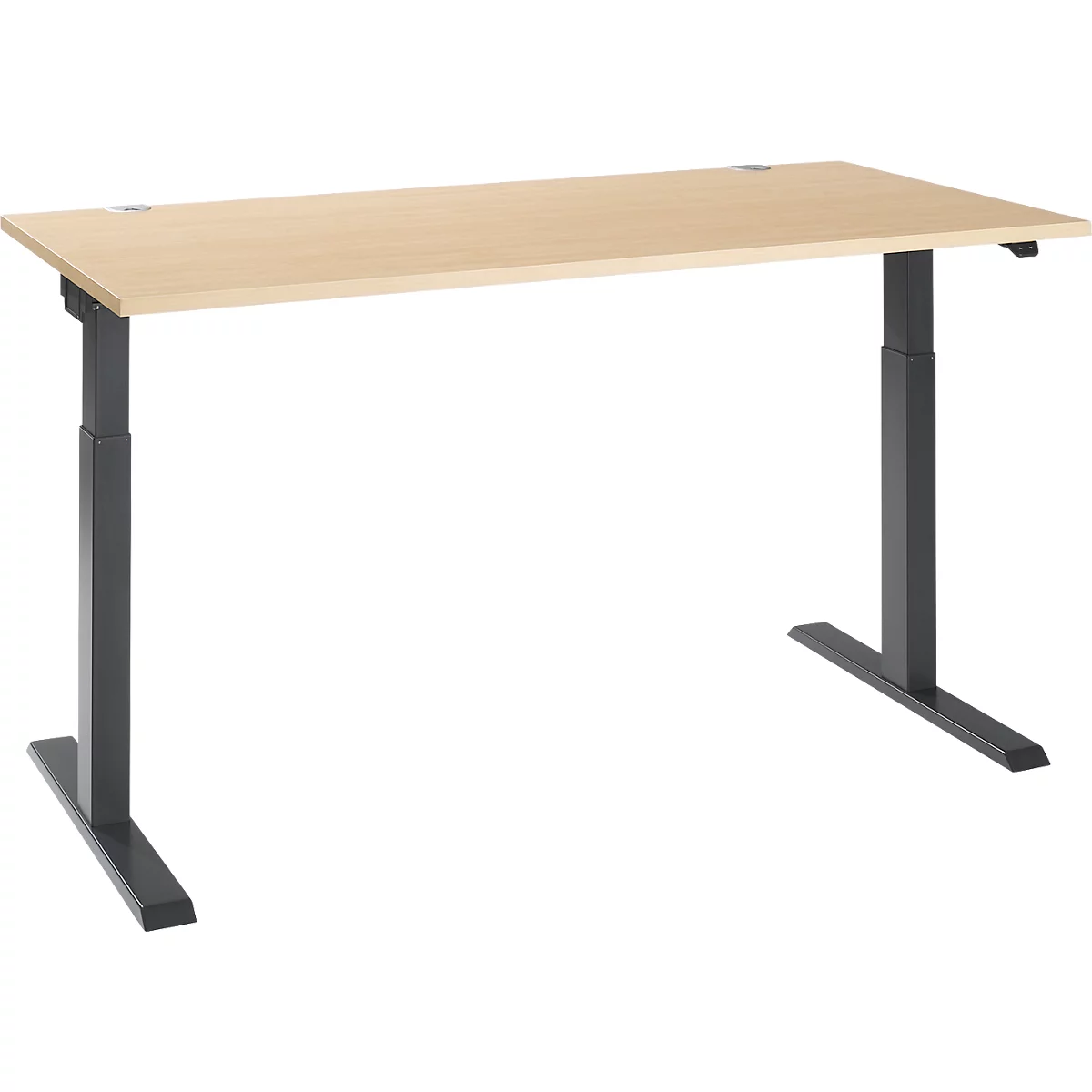Schäfer Shop Select Bureau ERGO-T 2.0, réglage électrique de la hauteur, rectangulaire, pied en T, L 1600 x P 800 x H 715-1205 mm, érable/anthracite