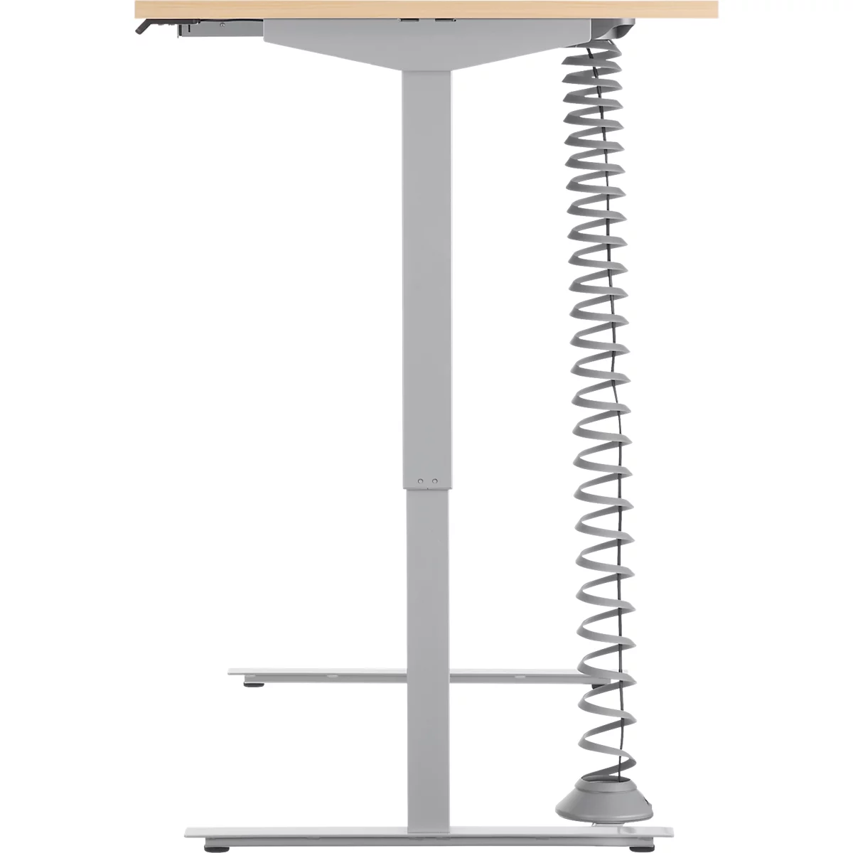 Schäfer Shop Select Bureau Start Off - elektrisch in hoogte verstelbaar - T-poot – L 1600 x B 800 x H 705/1205 mm – ahorn/wit aluminium + lade +kabelspiraal