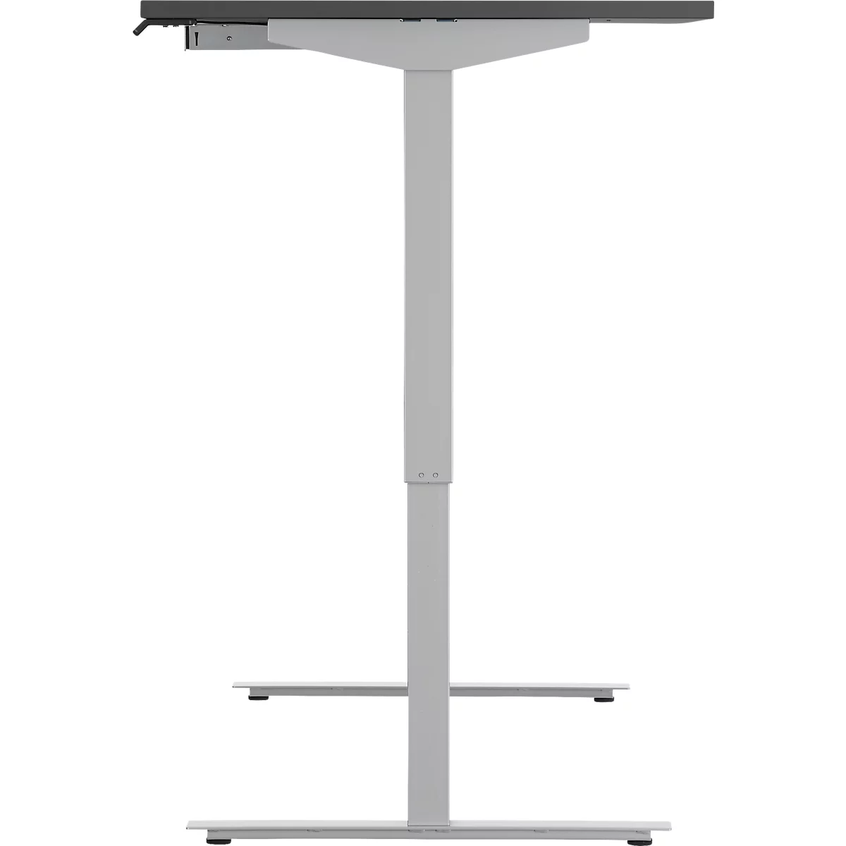 Schäfer Shop Select Bureau Start Off - elektrisch in hoogte verstelbaar - T-poot – L 1600 x B 800 x H 705/1205 mm – grafiet/wit aluminium + lade + kabelspiraal