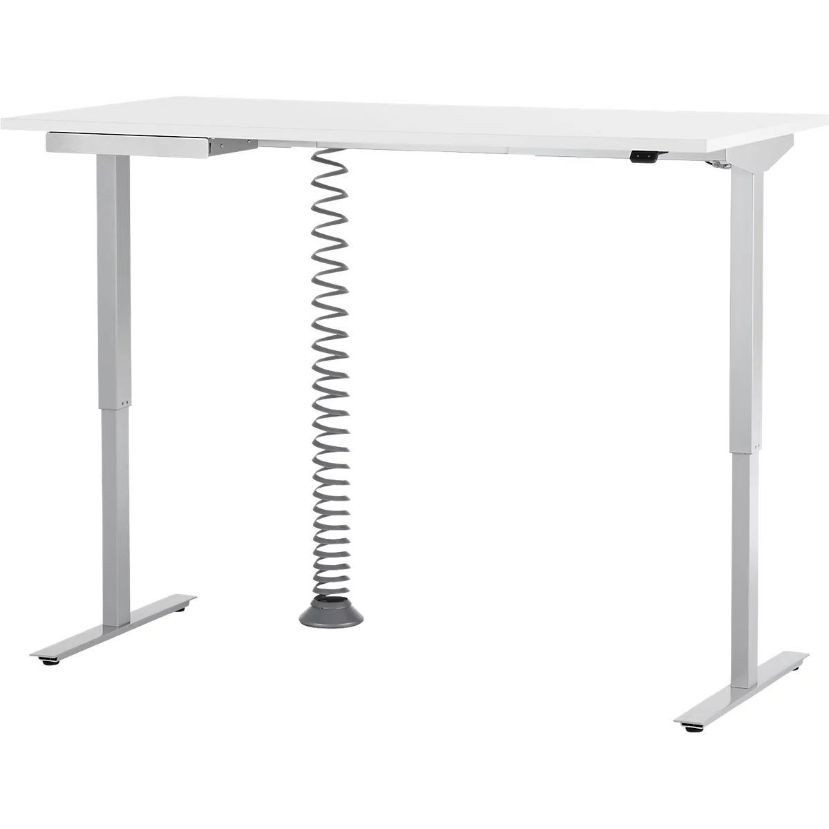 Schäfer Shop Select Bureau Start Off - elektrisch in hoogte verstelbaar - T-poot – L 1600 x B 800 x H 705/1205 mm – wit/wit aluminium + lade +kabelspiraal