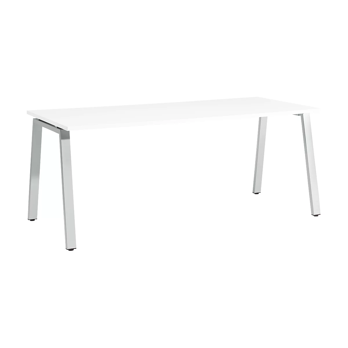 Schäfer Shop Select Bureau Start Off, pieds en A, rectangulaire, acier/bois, l. 1800 x P 800 x H 735 mm, blanc 